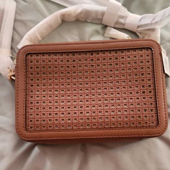 Michael Kors Brown Woven Crossbody Bag with Gold Hardware - Picture 3 of 3